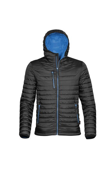 Stormtech Mens Gravity Hooded Thermal Winter Jacket (Durable Water Resistant) - Black/Marine Blue