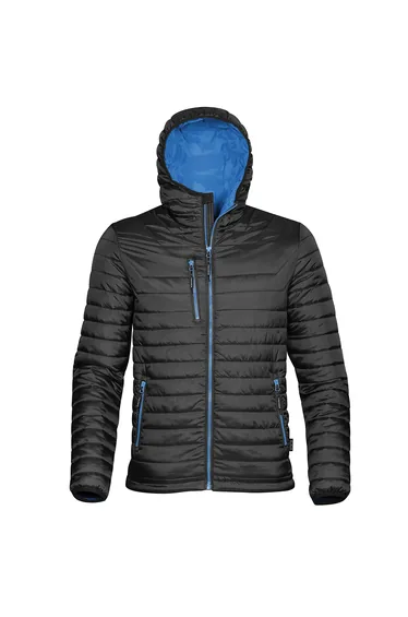 Stormtech Mens Gravity Hooded Thermal Winter Jacket (Durable Water Resistant) - Black/Marine Blue