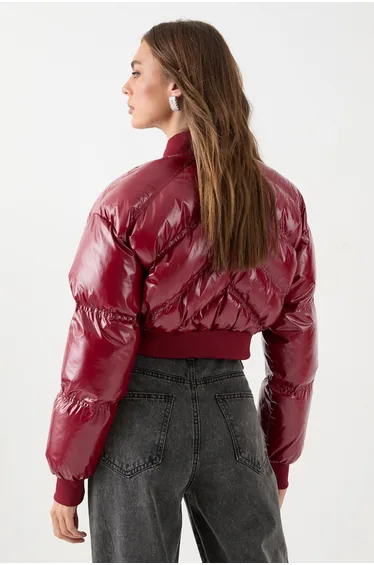Premium High Shine Cropped Puffer Coat