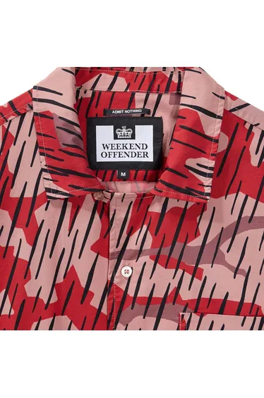 Boy's Weekend Offender Junior Monuriki Rain Camo Resort Shirt in Orange