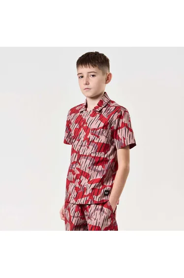 Boy's Weekend Offender Junior Monuriki Rain Camo Resort Shirt in Orange