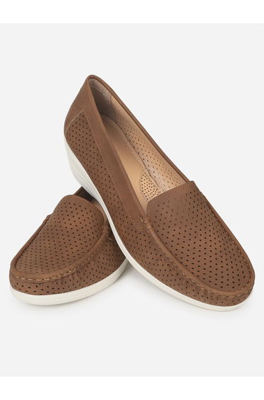 Brown Bliss Perforated Semi Casual Loafers
