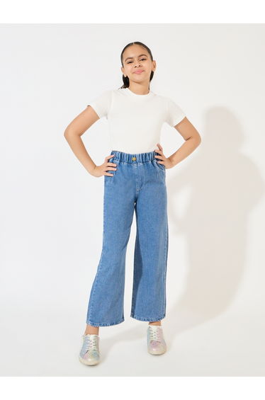 Button Front Straight Leg Jeans