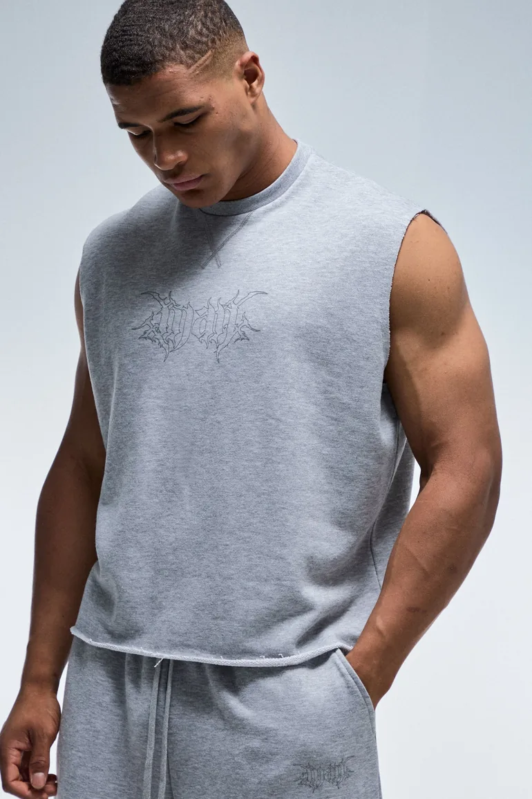 Man Active Boxy Loopback Tank - grey marl