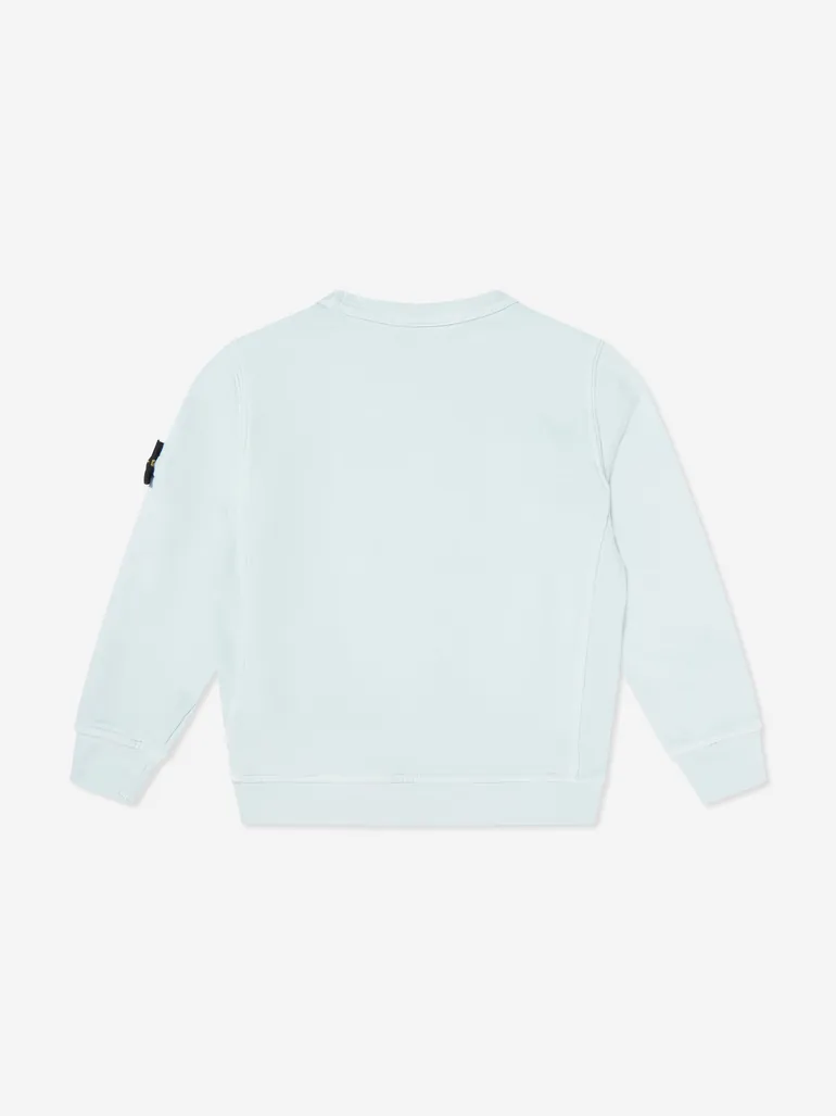 Stone Island Boys Cotton Fleece Sweatshirt in Blue - 1