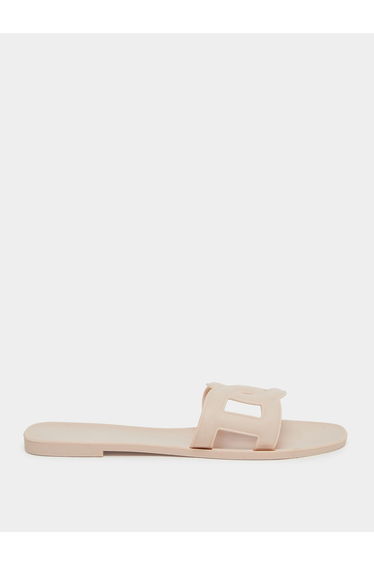 Solid Cross Circle Vamp Flat Sandals