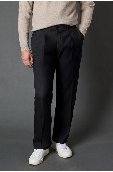Black Pleat Front Wide Leg Smart Trousers