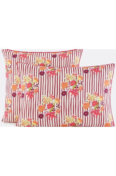 Belardi Striped/Floral Print Washed Cotton Pillowcase