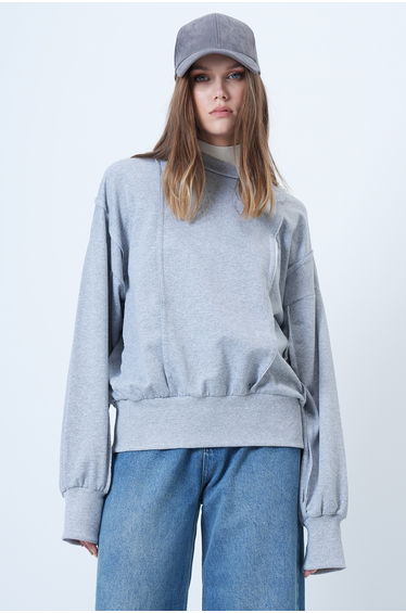 Women's Grimelange Stitching Detailed Oversized Design Sweatshirt