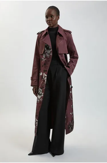 Jacquard Mix Trench Coat