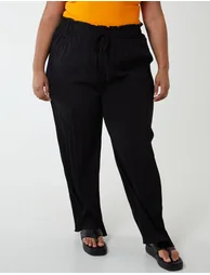 Curve Plain Elasticated Waist Plisse Culotte - 2