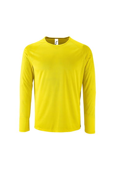 SOLS Mens Sporty Long Sleeve Performance T-Shirt - Neon Yellow