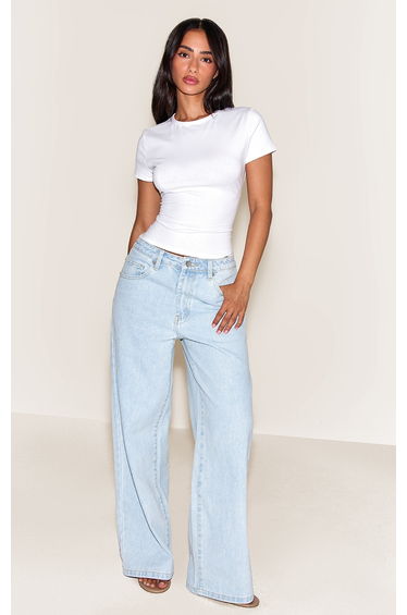 Petite White Cotton Crew Neck Longline Short Sleeve T-shirt