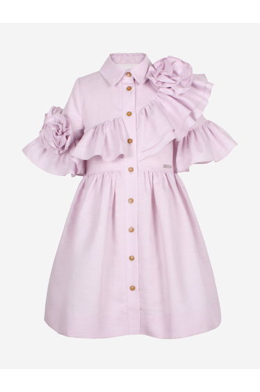 Girls Ruffle Beau Dress in Purple