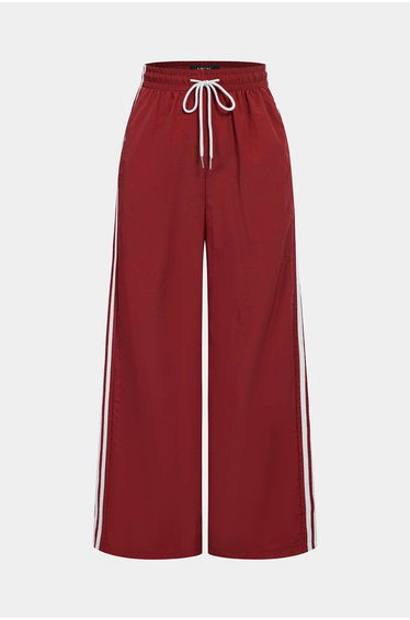 Contrast Drawstring High Waist Wide Leg Pants