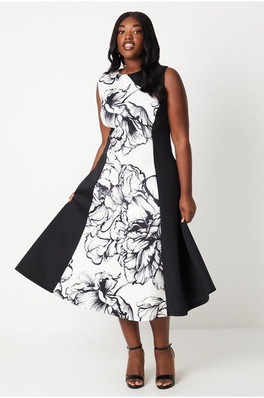 Plus Colour Block Scuba Midi Dress