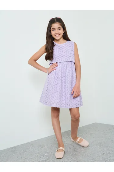 Girls Lilac A-Line Knee-Length Dress