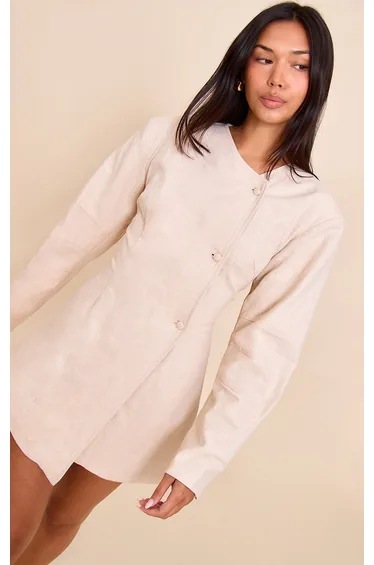 Natural Premium Linen Cinched Waist Cocoon Sleeve Mini Dress