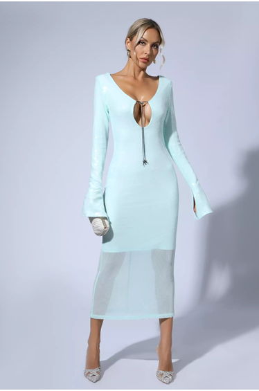 Lilly Teal Sequin Maxi Dress