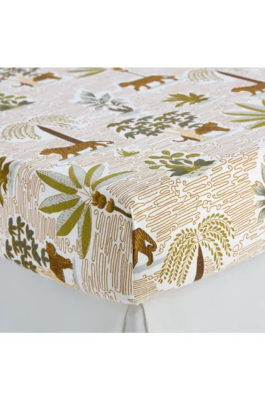 Child's Fitted Sheet in Washed Cotton with 25cm Flap and Jungle Print
