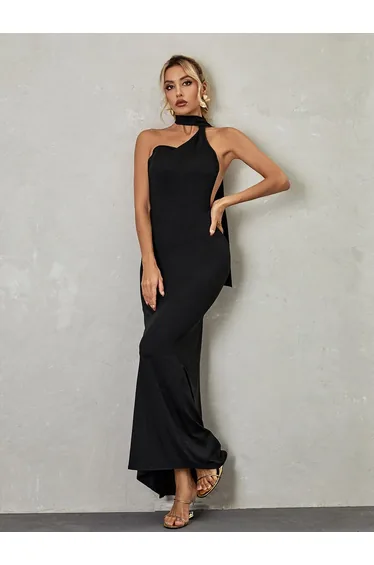 Toula Backless Maxi Dress In Black