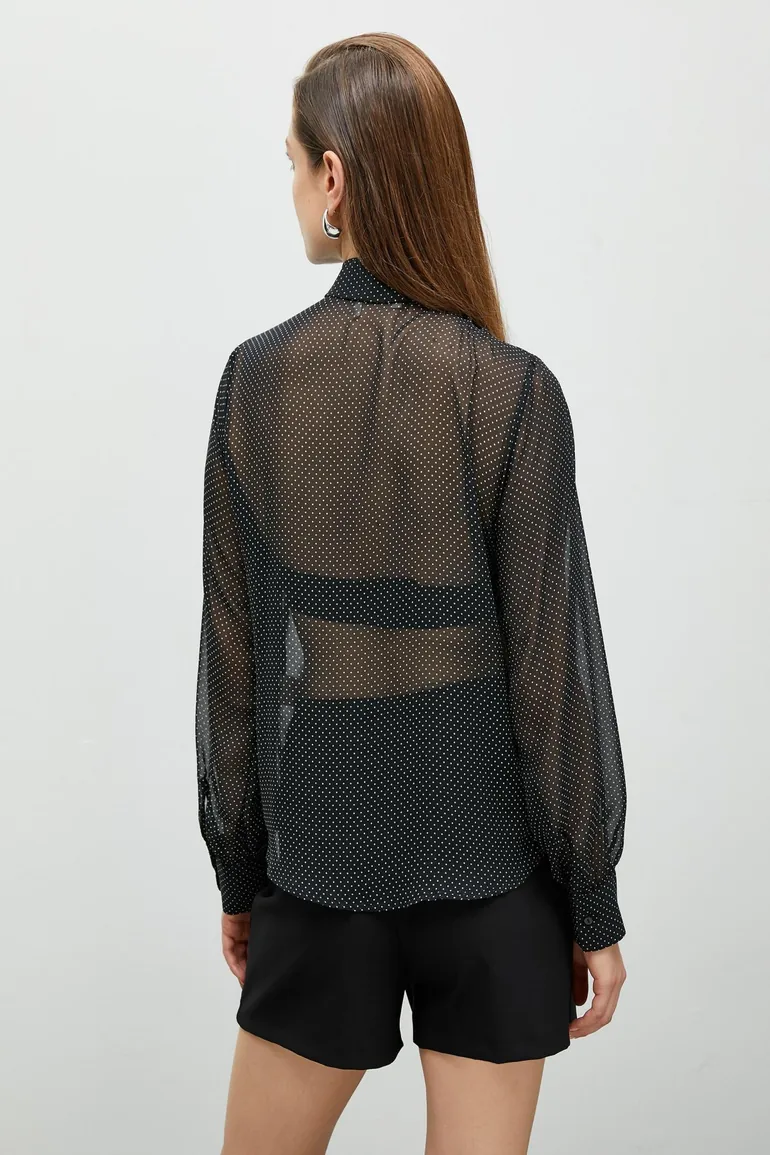 Women's Black Patterned Shirt - 3