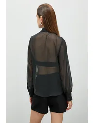 Women's Black Patterned Shirt - 3