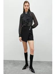 Women's Black Patterned Shirt - 1