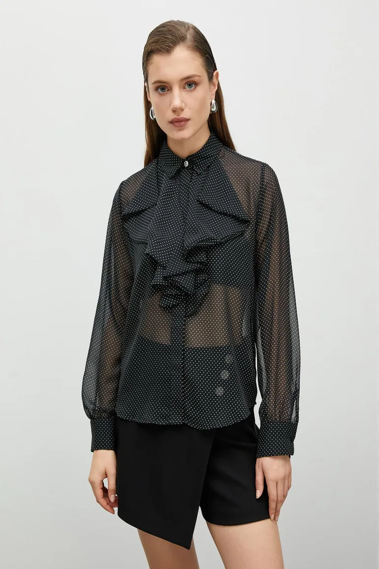 Women's Black Patterned Shirt - 2
