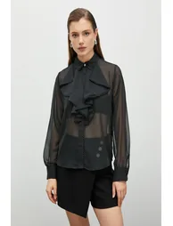 Women's Black Patterned Shirt - 2