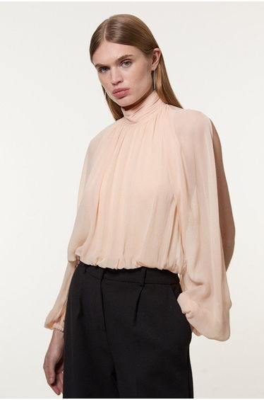 Viscose Georgette Cady Lace Insert Bodysuit