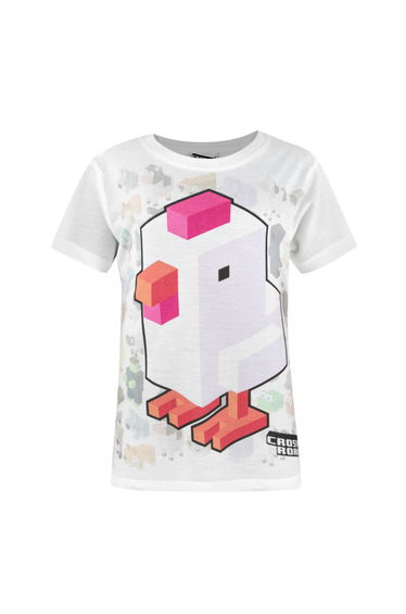 Crossy Road Childrens/Girls Official All-Over Character Sublimation Design T-Shirt - Solid White