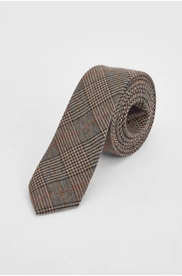 Brown Tweed Look Check Tie