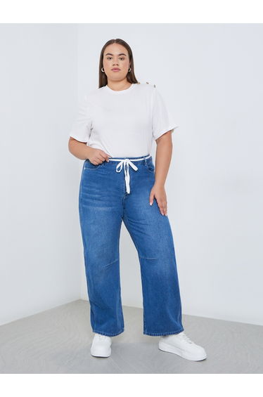 Plus Mid Rise Faded Jeans