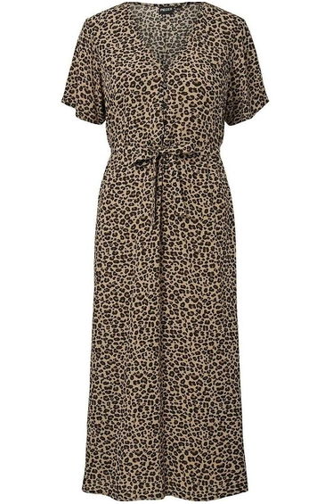 Printed Tie Waist Short Sleeve Dress