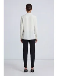 Basic Chiffon Button Down Collared Shirt - 1