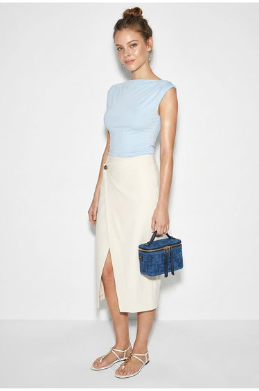 LUCCI Sleeveless Cowl Neck Slim Fit Blouse