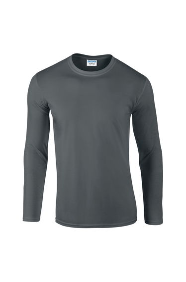 Gildan Mens Soft Style Long Sleeve T-Shirt - Charcoal