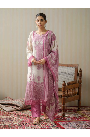 Printed Straight Kurta with Trouser and Dupatta Set