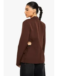 Cut Out Detail Tailored Blazer - chocolate - 1