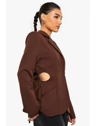 Cut Out Detail Tailored Blazer - chocolate - 2