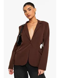 Cut Out Detail Tailored Blazer - chocolate