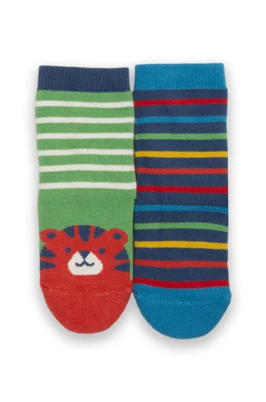 Tiger face grippy socks fern