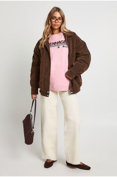 Copenhagen Print Oversized Knitted Jumper - pink
