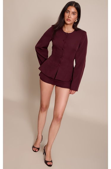 Deep Plum Woven Tailored Skort