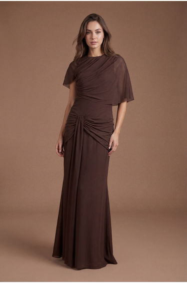 Twist Cape Sleeve Contour Collective Bridesmaid Dress