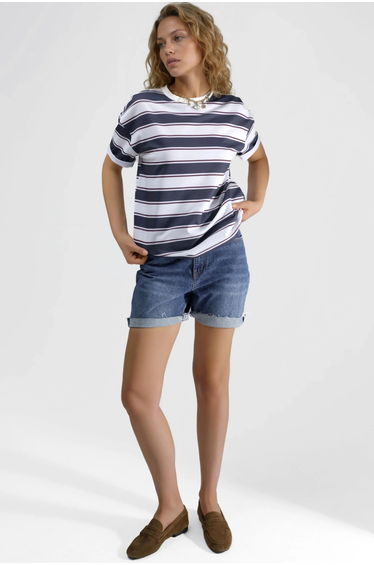 Striped Crew Neck Oversized T-Shirt