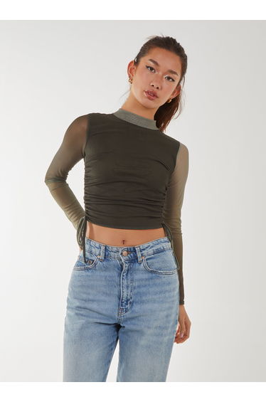 Long Sleeve Ombre Mesh Top