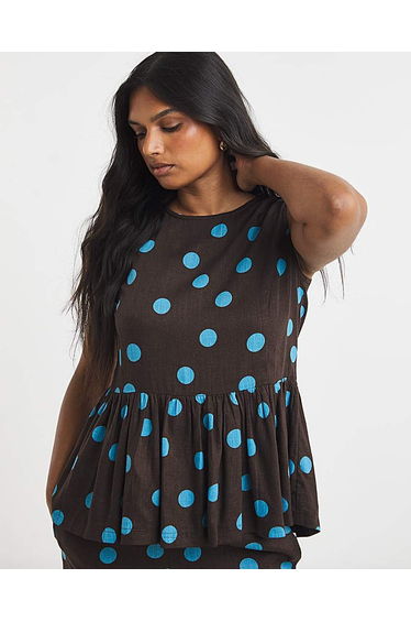 Simply Be Chocolate Spot Peplum Top