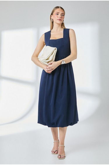 Square Neck Parachute Midi Dress